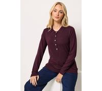 M&Co Women's Half Placket Jumper in Purple | Size: 14-16 M&Co Purple 14-16