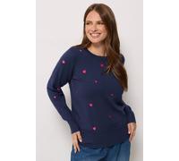 M&Co Women's Heart Embroidered Jumper in Mid Navy | Size: 10-12 M&Co Mid Navy 10-12
