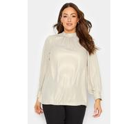 M&Co Women's High Neck Blouse in Light Beige | Size: 10 M&Co Light Beige 10