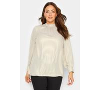 M&Co Women's High Neck Blouse in Light Beige | Size: 10 M&Co Light Beige 10