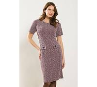 M&Co Women's Jacquard Midi Tailored Dress in Wine | Size: 10
