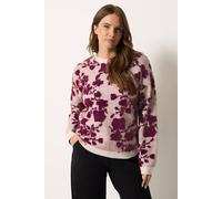 M&Co Women's Jacquard Rose Jumper in Dark Red | Size: 14/16