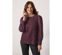 M&Co Women's Lace Front Chiffon Blouse in Purple | Size: 10