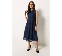 M&Co Blue & Black Lace Skater Dress - Women's