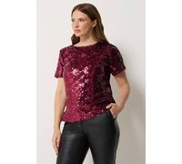M&Co Women's Layered Sequin Top in Dark Red | Size: 10