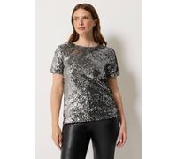 M&Co Women's Layered Sequin Top in Silver | Size: 20