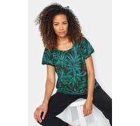 M&Co Women's Leaf Print Boat Neck Bobble Top in Green | Size: 10 M&Co Green 10