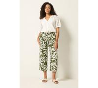 M&Co Women's Leaf Print Cropped Trousers in Light Khaki | Size: 10 M&Co Light Khaki 10
