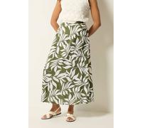 M&Co Women's Leaf Print Midi Skirt in Light Khaki | Size: 14 M&Co Light Khaki 14