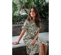 Leaf Print Relaxed Shirt Dress M&Co Stone 16