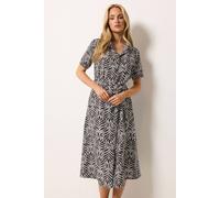 M&Co Women's Leaf Print Shirt Dress in Chocolate | Size: 18 M&Co Chocolate 18