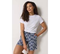 M&Co Women's Leaf Print Shorts in Mid Navy | Size: 16 M&Co Mid Navy 16