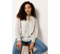 M&Co Women's Leaf Print Tie Neck Blouse in White | Size: 20 M&Co White 20