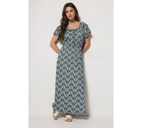 M&Co Women's Leaf Print Tie Neck Cotton Maxi Dress in Mid Navy | Size: 18 M&Co Mid Navy 18