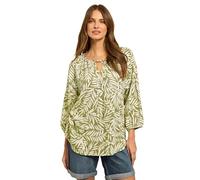 M&Co Womens Leaf Print Tie Neck Linen Blouse - Women's Green
