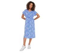 M&Co Womens Leaf Print Tie Waist Dress - Women's Blue