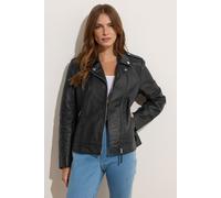 M&Co Women's Leather Biker Jacket in Black | Size: 12 M&Co Black 12