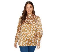 M&Co Womens Leopard Print High Neck Satin Blouse - Women's Orange