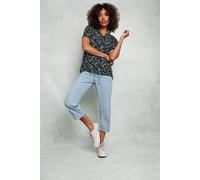 M&Co Women's Light Wash Drawstring Cropped Trousers in Light Blue | Size: 20 M&Co Light Blue 20