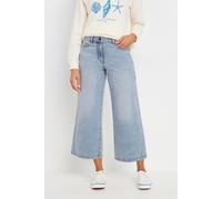 M&Co Women's Light Wash Wide Leg Cropped Jeans in Blue | Size: 18