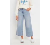 M&Co Women's Light Wash Wide Leg Cropped Jeans in Blue | Size: 18 M&Co Blue 18