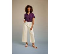 M&Co Women's Light Wash Wide Leg Cropped Jeans in Cream | Size: 14 M&Co Cream 14