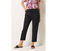 M&Co Women's Linen Cropped Trousers in Black | Size: 8S M&Co Black 8S
