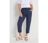 M&Co Women's Linen Cropped Trousers in Mid Navy | Size: 26-28L M&Co Mid Navy 26-28L