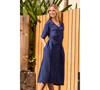 M&Co Women's Linen Shirt Dress in Dark Navy | Size: 16 M&Co Dark Navy 16