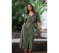 M&Co Womens Green Linen Shirt Dress - Women's