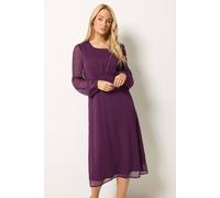 M&Co Women's Long Sleeve Chiffon Midi Dress in Purple | Size: 18