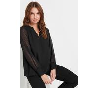 M&Co Women's Long Sleeve Spot Detail Blouse in Black | Size: 12 M&Co Black 12