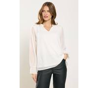 M&Co Women's Long Sleeve Spot Detail Blouse in White | Size: 12 M&Co White 12