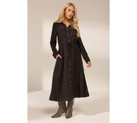 M&Co Women's Long Sleeve Utility Shirt Dress in Chocolate | Size: 20