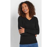 M&Co Women's Long Sleeve V-Neck Jumper in Black | Size: 18-20 M&Co Black 18-20
