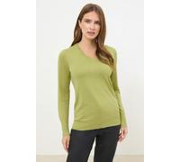 Long Sleeve V-Neck Jumper M&Co Lime 14-16