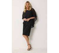 M&Co Women's Mesh Cape Dress in Black | Size: 12