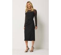 M&Co Women's Mesh Sleeve Sweetheart Dress in Black | Size: 10