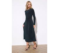 M&Co Women's Metallic Twist Front Midi Dress in Dark Blue | Size: 18 M&Co Dark Blue 18