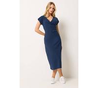 M&Co Women's Midi Wrap Dress in Mid Navy | Size: 12 M&Co Mid Navy 12