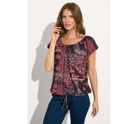 M&Co Women's Mixed Print Tie Front Top in Purple | Size: 10 M&Co Purple 10