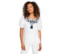 M&Co Womens Navy Embroidered Blouse - Women's