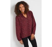 M&Co Women's Notch Neck Blouse in Burgundy | Size: 12 M&Co Burgundy 12