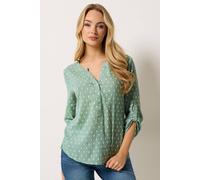 M&Co Women's Notch Neck Dobby Shirt in Light Green | Size: 16 M&Co Light Green 16