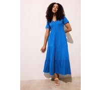 M&Co Women's Notch Neck Tiered Maxi Dress in Cobalt | Size: 16 M&Co Cobalt 16