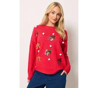M&Co Women's Novelty Sequin Jumper in Red | Size: 18-20 M&Co Red 18-20