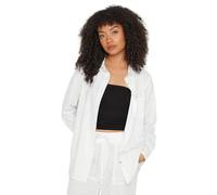 M&Co Womens Off Linen Long Sleeve Shirt - Women's White