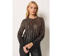 M&Co Women's Ombre Sequin Top in Black | Size: 10