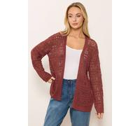 M&Co Women's Open Front Crochet Cardigan in Maroon | Size: 10-12 M&Co Maroon 10-12