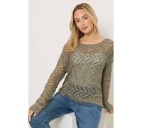 M&Co Women's Open Stitch Knitted Jumper in Olive | Size: 14-16 M&Co Olive 14-16